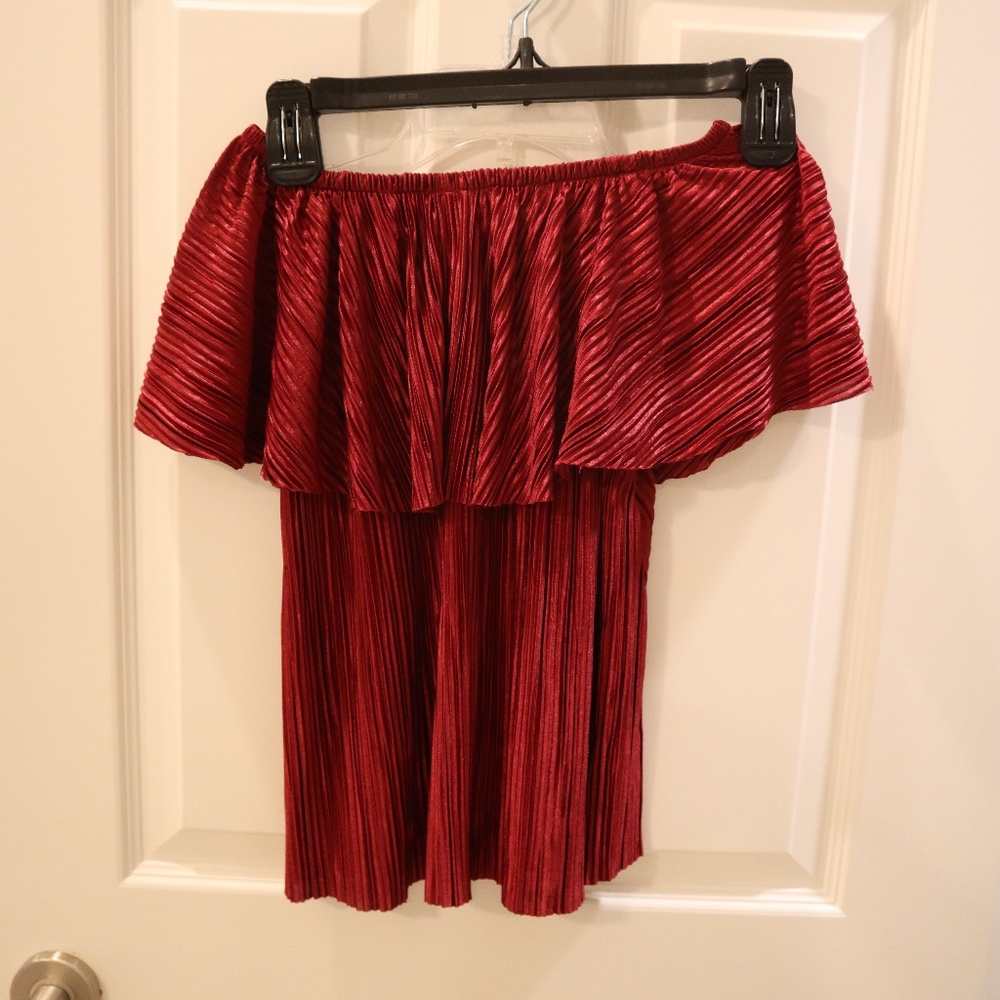 Off the Shoulder Red Silky Top